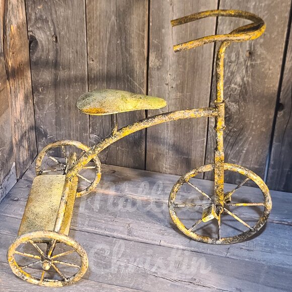 Antique Inspired Distressed Metal Tabletop Toy Trike - Picture 1 of 7